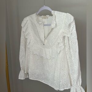 Red dress boutique white eyelet top size small